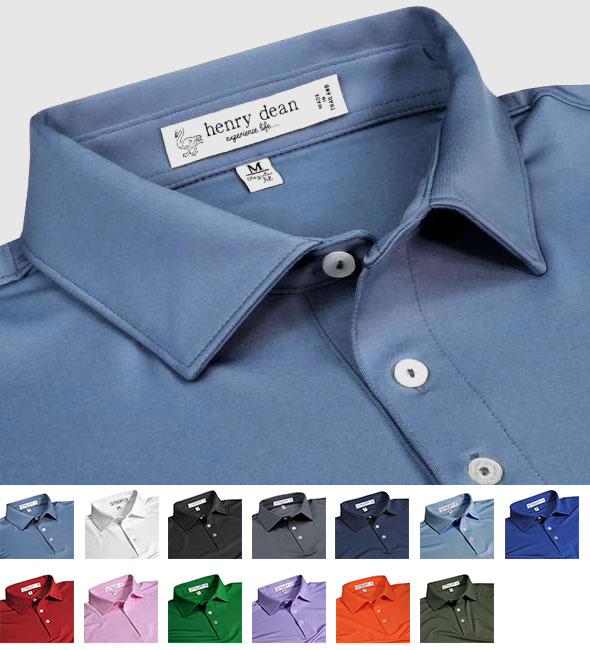 henry dean Solid Performance Golf Polos