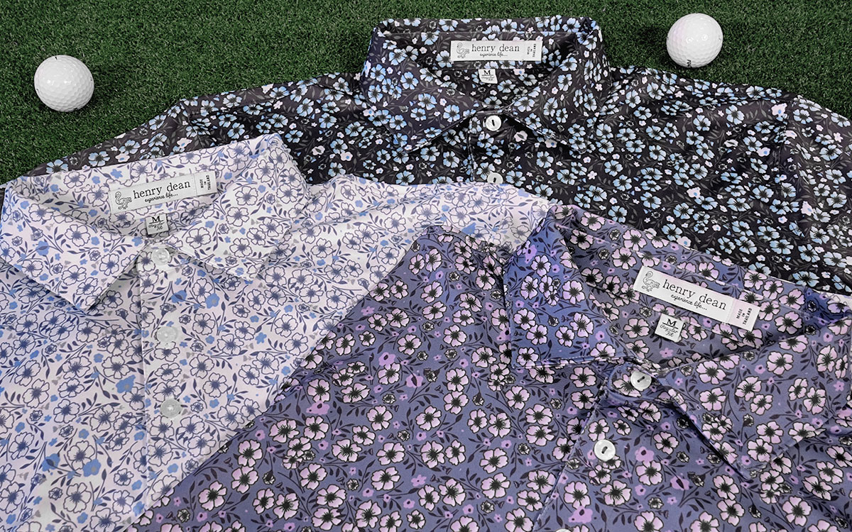 henry dean Sleepy Floral Print Performance Knit Polo